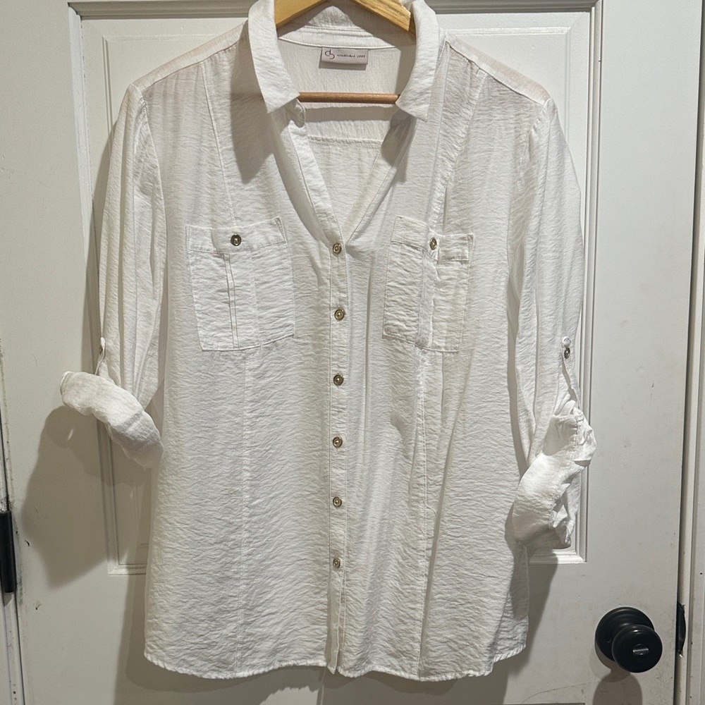 White Casual Button Down Shirt